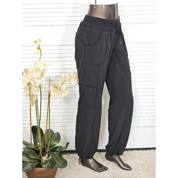 Athleta Women's Black Midtown Trouser Drawstring Hem Lined Pants Size 8 1706 - Picture 1 of 15